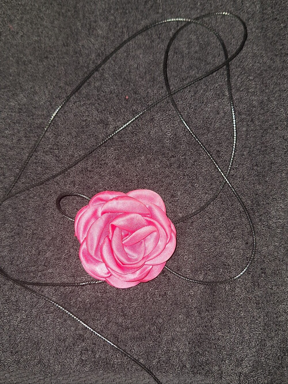Pink Rose Wrap Choker Necklace